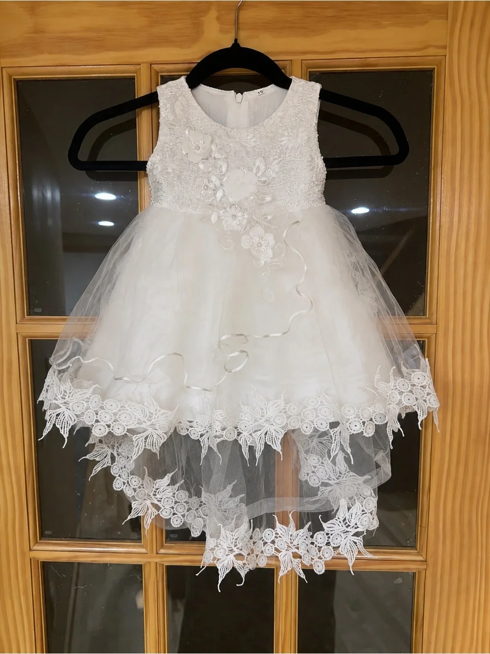 Baby Girl White Lace Tulle Dress with Headband.  64